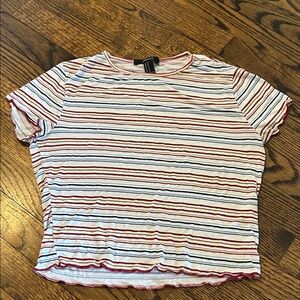 Forever 21 Red and White Striped Crop Top